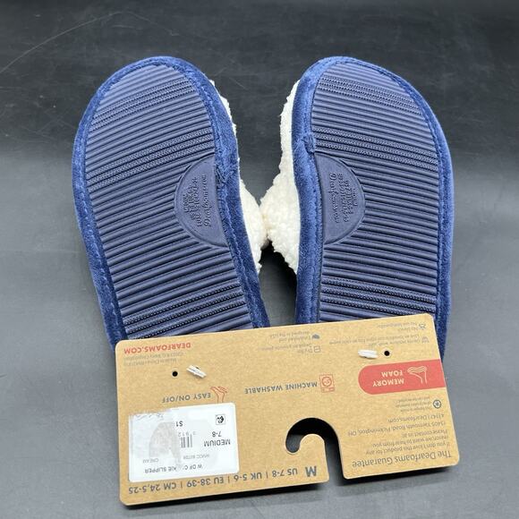 NWT Dearfoams Plush Memory Foam Slippers Womens Med 7-8 Official Cookie Tester - Picture 8 of 9